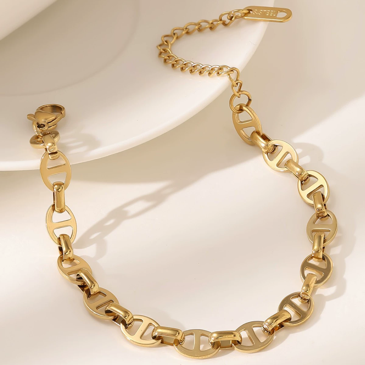 豚鼻アンカーチェーン ブレスレット ステンレス 18K PVD ユニセックス