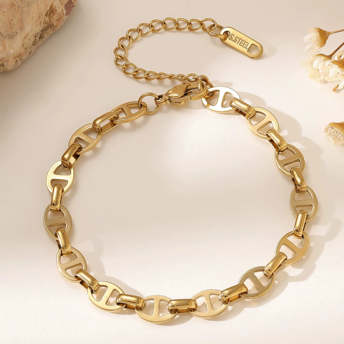 豚鼻アンカーチェーン ブレスレット ステンレス 18K PVD ユニセックス