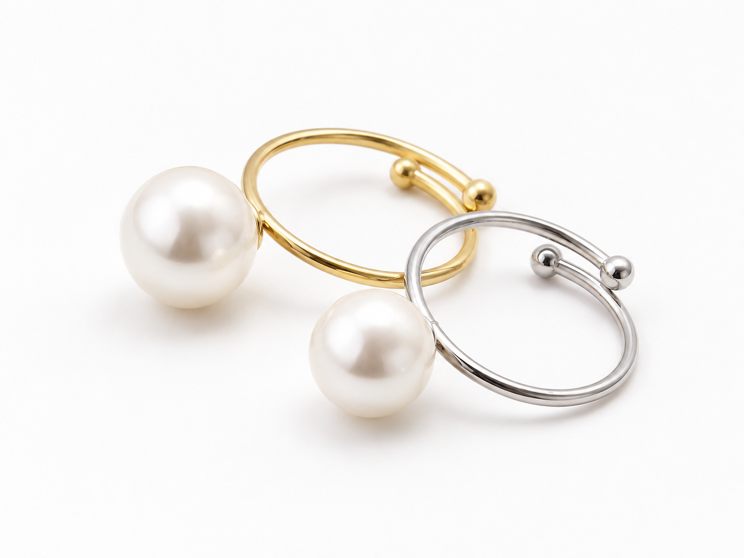 シェルパール リング｜ステンレス ゴールド・シルバー 8mm / 10mm 金属アレルギーが起きにくい