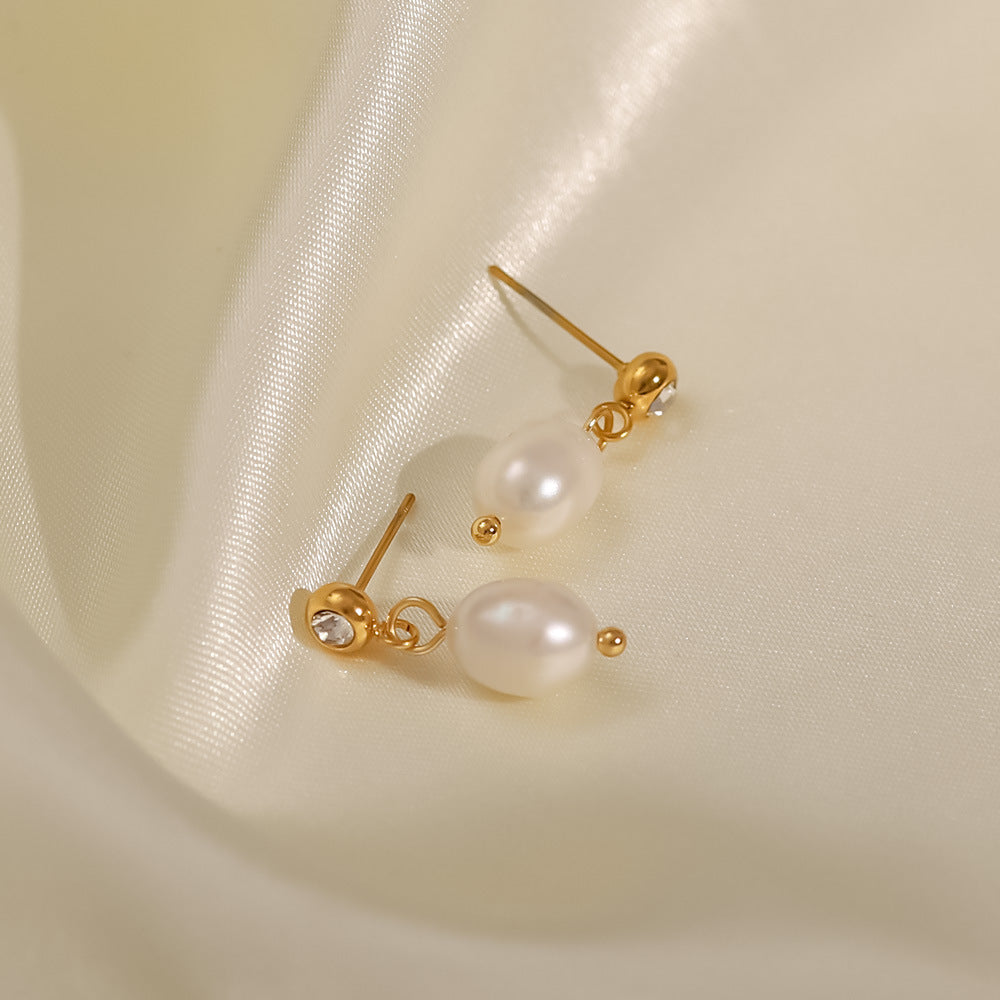 フレンチヴィンテージ風 天然淡水パール スタッドピアス｜1ペア・両耳用